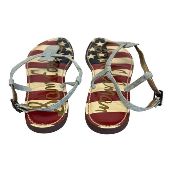 Sam Edelman | Gigi Heavenly Blue American Flag Strappy Ankle Buckle Sandal 8.5 - Picture 6 of 9